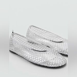 Mango Metallic Mesh Ballet Flats